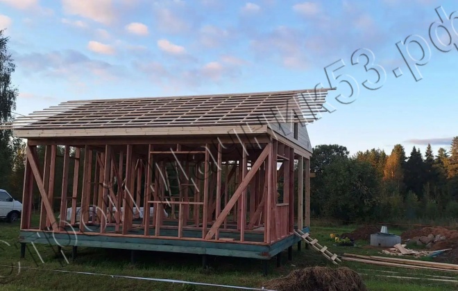 5 каркасный дом д–25, 7x6 м, 42 м², ленинградская область, тихвинский район, деревня ганьково (14)